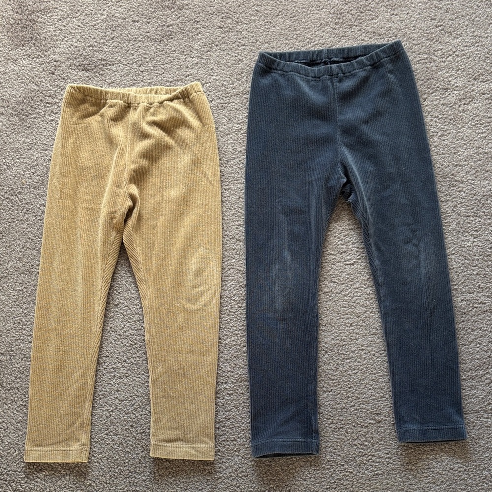 Kids 2 Uniqlo unisex velvet Tan and navy Leggings